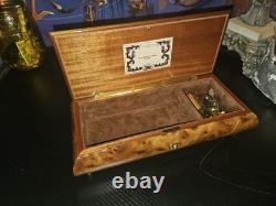 Vintage Italian Inlaid Wood Sorrento Music Box Reuge Switzerland Working