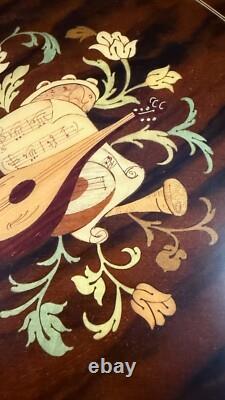 Vintage Italian Marquetry Musical Inlay Reuge Musical Jewelry Box Swiss Movement