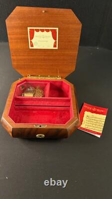Vintage Italian Marquetry Musical Inlay Reuge Musical Jewelry Box Swiss Movement