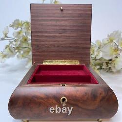 Vintage Italian Ruege Wood Inlay Musical Jewelry Box