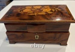 Vintage Italian Sorrento Burlwood Music Jewelry Box Reuge 3-Tier Lara's Theme