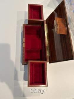 Vintage Italian Sorrento Burlwood Music Jewelry Box Reuge 3-Tier Lara's Theme