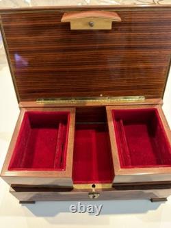 Vintage Italian Sorrento Burlwood Music Jewelry Box Reuge 3-Tier Lara's Theme