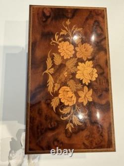 Vintage Italian Sorrento Burlwood Music Jewelry Box Reuge 3-Tier Lara's Theme