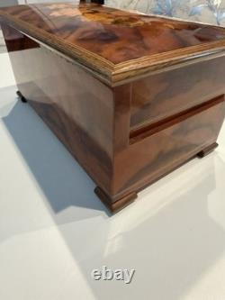 Vintage Italian Sorrento Burlwood Music Jewelry Box Reuge 3-Tier Lara's Theme