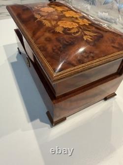 Vintage Italian Sorrento Burlwood Music Jewelry Box Reuge 3-Tier Lara's Theme