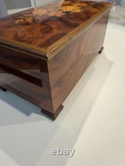 Vintage Italian Sorrento Burlwood Music Jewelry Box Reuge 3-Tier Lara's Theme
