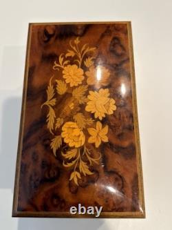 Vintage Italian Sorrento Burlwood Music Jewelry Box Reuge 3-Tier Lara's Theme