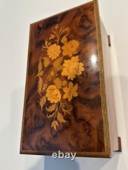 Vintage Italian Sorrento Burlwood Music Jewelry Box Reuge 3-Tier Lara's Theme