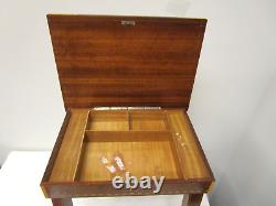 Vintage Italian Wooden Inlaid Musical Jewelry Box Standing Table