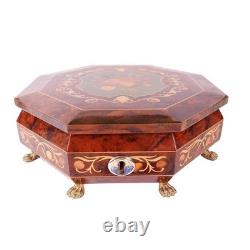Vintage Italian inlaid wood jewelry Music box 11.5 Swiss Reuge 32 note RARE