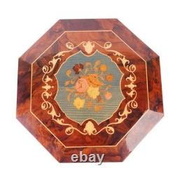 Vintage Italian inlaid wood jewelry Music box 11.5 Swiss Reuge 32 note RARE