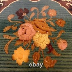 Vintage Italian inlaid wood jewelry Music box 11.5 Swiss Reuge 32 note RARE