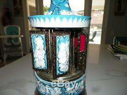 Vintage Italy Italian Reuge Musical Lipstick Carousel Turquoise Color Cherubs
