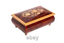 Vintage Italy Reuge Swiss Music Box Tune Love Story Italy Inlaid Flower