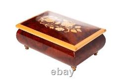 Vintage Italy Reuge Swiss Music Box Tune Love Story Italy Inlaid Flower