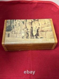 Vintage Judaica Music Box Reuge Swiss Wailing Wall Jerusalem Made In Israel