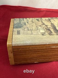 Vintage Judaica Music Box Reuge Swiss Wailing Wall Jerusalem Made In Israel