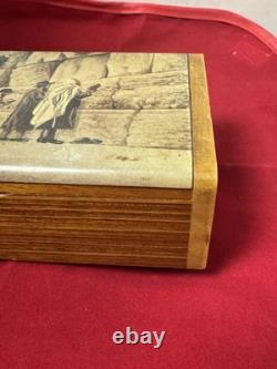 Vintage Judaica Music Box Reuge Swiss Wailing Wall Jerusalem Made In Israel