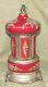 Vintage Large Red Enamel Reuge Santa Lucia Music Box Carousel Lipstick Holder
