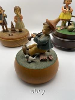 Vintage Lot Of 3 Rare Reuge Rotating Music Boxes Working Excellent Conditions