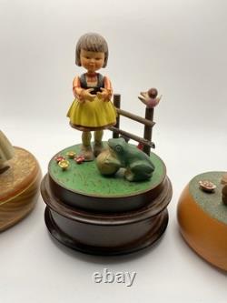 Vintage Lot Of 3 Rare Reuge Rotating Music Boxes Working Excellent Conditions