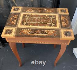 Vintage Made In Italy Reuge Swiss Movement Inlay Wood Music Box Table Dr Zhivago