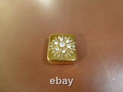 Vintage Miniature music box pendant Snowflake Design With Rhinestone Accents