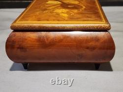 Vintage Music Box Italy Inlaid Wood Jewelry Box 8 Swiss Movement withKey