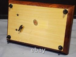 Vintage Music Box Italy Inlaid Wood Jewelry Box 8 Swiss Movement withKey