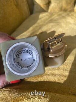 Vintage Musical Reuge Lipstick Or Cigar CAROUSEL green Onyx Cigarette Dispenser
