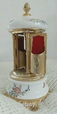 Vintage PORCELAIN Music Box Cigarette Lipstick Holder Carousel Made in Italy