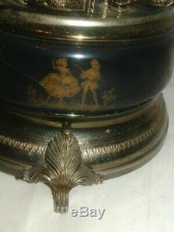 Vintage Porcelain Reuge Carousel Cigarette Lipstick Holder Music Box Italy