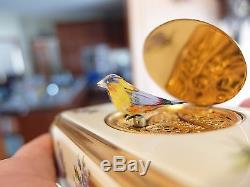 Vintage Pre-reuge Singing Bird Box Automaton Clock Music Box (watch The Video)