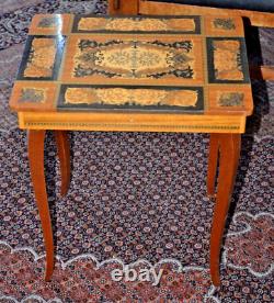 Vintage'RARE' Italian Satinwood Inlaid Marquetry REUGE Music Box Side Table