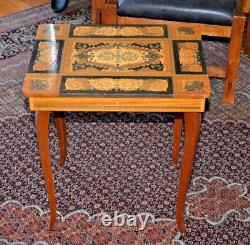 Vintage'RARE' Italian Satinwood Inlaid Marquetry REUGE Music Box Side Table