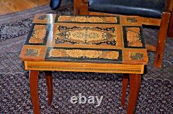 Vintage'RARE' Italian Satinwood Inlaid Marquetry REUGE Music Box Side Table