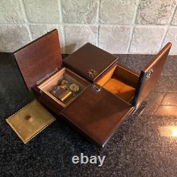 Vintage RARE Reuge Wood Music Box 4 Door Sections Nautical Edelweiss Swiss MCM