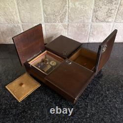 Vintage RARE Reuge Wood Music Box 4 Door Sections Nautical Edelweiss Swiss MCM