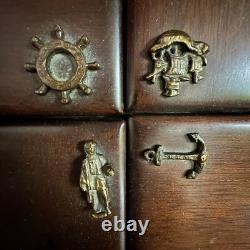 Vintage RARE Reuge Wood Music Box 4 Door Sections Nautical Edelweiss Swiss MCM