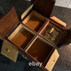 Vintage RARE Reuge Wood Music Box 4 Door Sections Nautical Edelweiss Swiss MCM