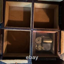 Vintage RARE Reuge Wood Music Box 4 Door Sections Nautical Edelweiss Swiss MCM