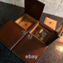 Vintage RARE Reuge Wood Music Box 4 Door Sections Nautical Edelweiss Swiss MCM