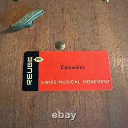 Vintage RARE Reuge Wood Music Box 4 Door Sections Nautical Edelweiss Swiss MCM