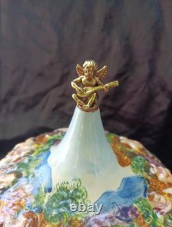 Vintage REUGE Capodimonte CHERUBS Carousel Lipstick Holder Music Box LOVE STORY