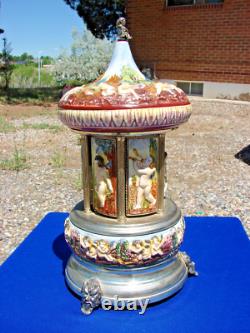 Vintage REUGE Capodimonte ITALY Music Carousel Cigarette Lipstick Holder WORKS