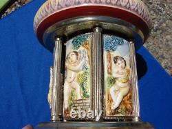Vintage REUGE Capodimonte ITALY Music Carousel Cigarette Lipstick Holder WORKS