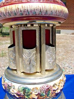 Vintage REUGE Capodimonte ITALY Music Carousel Cigarette Lipstick Holder WORKS