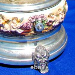 Vintage REUGE Capodimonte ITALY Music Carousel Cigarette Lipstick Holder WORKS