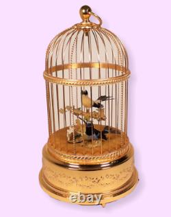 Vintage REUGE Double Singing Bird Cage Automaton Music Box (Video Inc.)
